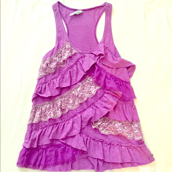 Aeropostale Ruffle and Lace Tiered Racerback Tank - Picture 1 of 2